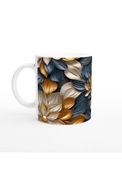 Luluyen Gold Touch Geometric Floral Patterned Mug