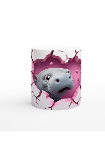 Generic Brand Heart Cracked Wall Themed Sea Cow Printed Mug Cup