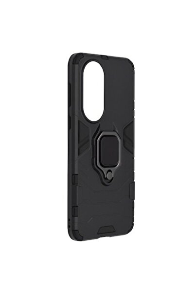 Bibilel Husă de protecție cu inel Popsocket pentru Huawei P50, Neagră, KOF-BBL3664