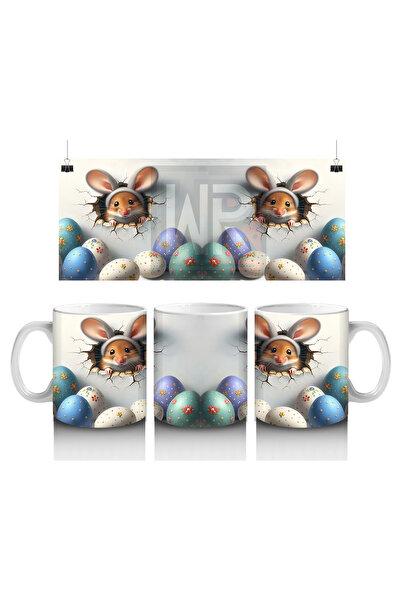 Luluyen أرانب لطيفة تنظر من قشور البيض - كوب قهوة مطبوع