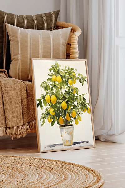 Dekorsiahome Tek Parça Ahşap Çerçeveli Oturma Odası Salon Mutfak Tablosu TK1342