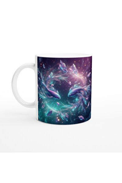 Luluyen كوب قهوة مطبوع عليه برج الحوت - موضوع الكهف الكريستالي السحري Vs1