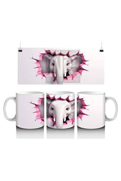 Luluyen تميمة الفيل الطائر على شكل قلب - كوب مطبوع