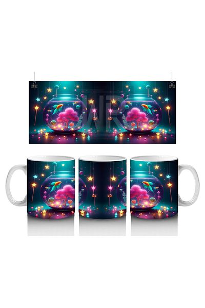 Luluyen Sparkling Colorful Fish Aquarium Patterned Mug Cup That Makes Children Love Milk