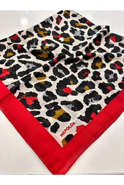 KİBAR İPEK Bambu Kraş Desenli Dikişli Pamuklu Eşarp 100x100cm