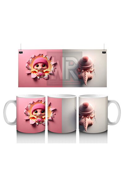 Luluyen Cute Boy Mascot on Pink Background – Printed Coffee Cup