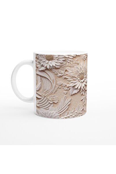 Luluyen كأس الكأس الزهرية مع الدانتيل الإغاثة على خلفية البيج