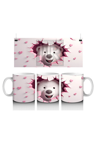 Luluyen Sweet Bear on Heart Background – Printed Coffee Mug