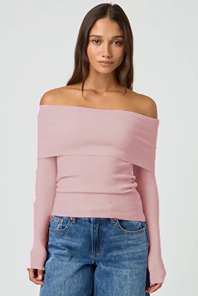 Seeh سترة نسائية أساسية ذات ياقة مادونا من باودر SH265