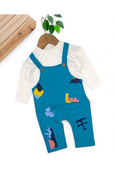 voyyo kids baby Baby Boy Printed, Salopet / Gardener Jumpsuit and Underwear Set 6-9-12-18-24 Months