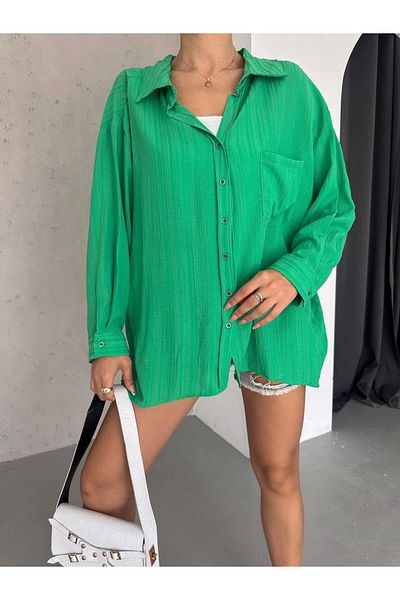 STILVANA Tree Shell Oversized Back Pleated Shirt