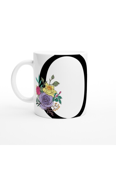 Generic Brand Letter O Letter Mug with Flower Decoration