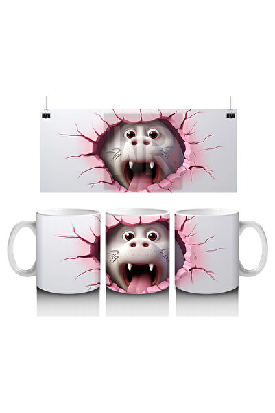 Luluyen ديناصور مصاص الدماء اللطيف ينظر من الأرض المكسورة - كوب قهوة مطبوع