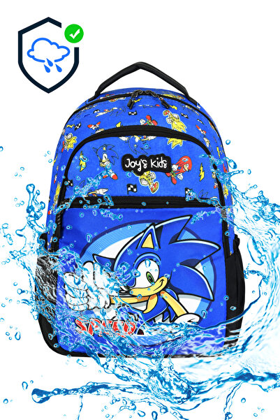 CAKARD Set de 3 genți de școală cu tematică Sonic pentru copii Joy's (rucsac + geantă de umăr + suport stilou) - albastru