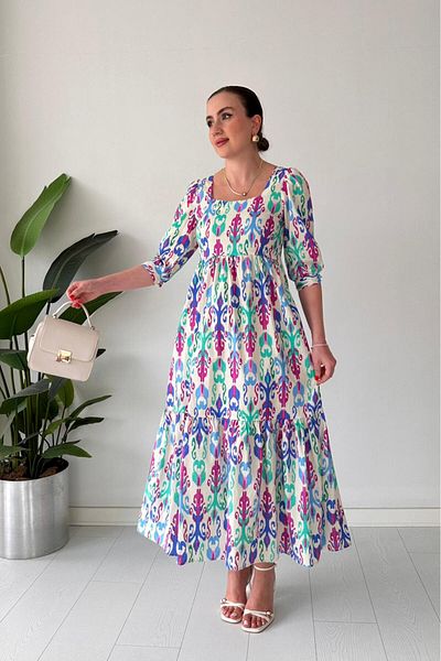 MaziButik Aztec Poplin Dress Cream