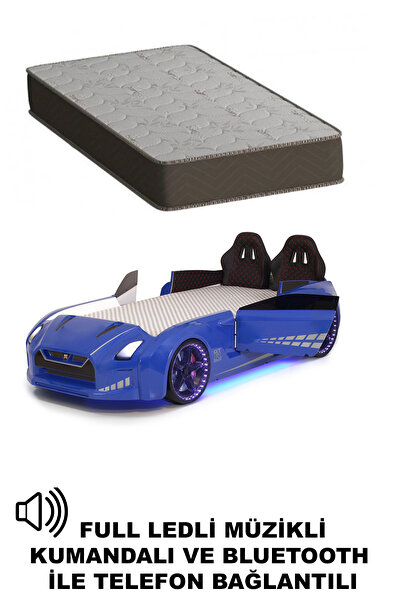 Ferramini Mavi Arabalı Yatak Kapıları Açılan GTR Full Ledli Kumandalı ve Müzi...