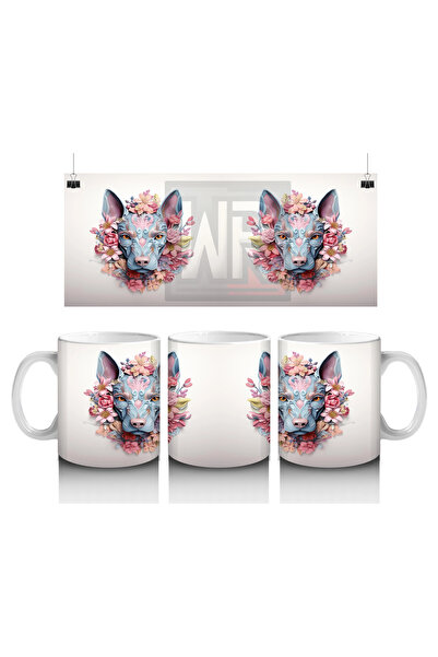 Luluyen رؤوس كلاب ملونة مكونة من زهور (متقاربة) - كوب قهوة مطبوع