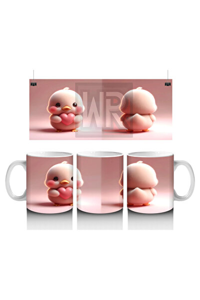 Luluyen Cute Duckling Design Holding a Heart Figure - Printed Coffee Mug