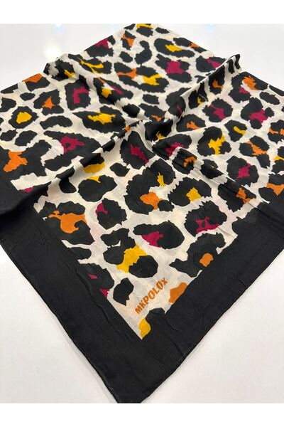 KİBAR İPEK Bambu Kraş Desenli Dikişli Pamuklu Eşarp 100x100cm