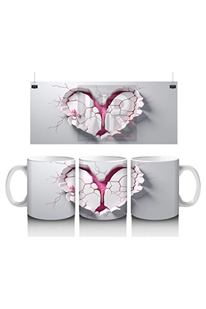 Luluyen مجسم أرنب بين جدار مكسور على شكل قلب - كوب قهوة مطبوع