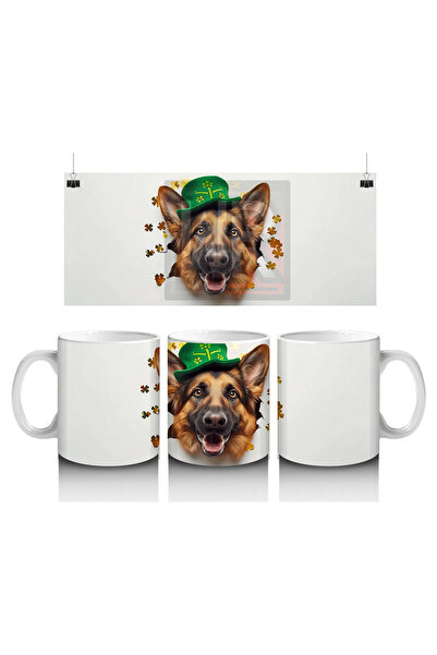 Luluyen الكلب الألماني Leprechaun محيط برموز الحظ - كوب قهوة مطبوع