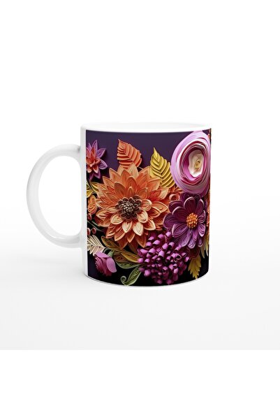 Luluyen Paper Relief Style Vivid Floral Pattern Mug Cup