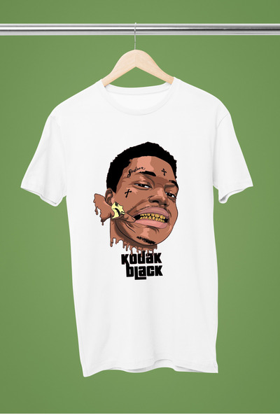 MAGORS Tricou negru Kodak Black Streetwear Hip-Hop imprimat unisex cu croiala supradimensionată 100% bumbac cu decolteu negru