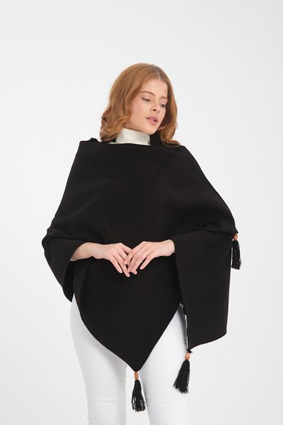 T Crazy T-Crazy Knitwear Winter Knitwear Shawl with Stitched Edges Solid Color Tassels, Knitwear Knitted Shoulder Shawl