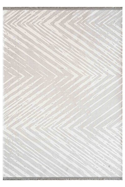 Oriente Home Soyut Desenli Yıkanabilir Kaymaz Taban Şönil Halı Gri Beyaz Yolluk 8392