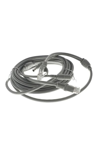 Bibilel Extension Cable for Network and Power, 2 x RJ45, 2 x 2.1x5.5mm, 15m, Gray