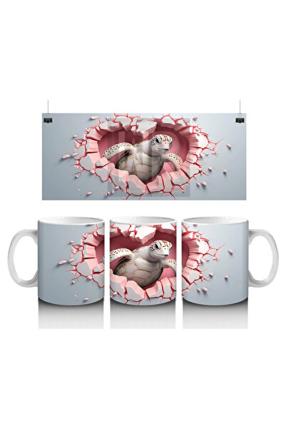 Luluyen Bodybuilding Cute Turtle Drilling Heart Wall – Printed Coffee Mug