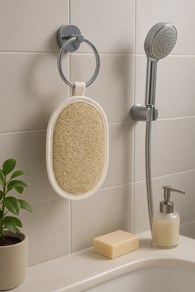 Pamira Oval Doğal Kabak Lifi Banyo Yüz ve Vücut Kesesi, Hamam Kesesi %100 Organik