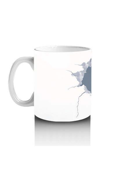 Luluyen Off-White Rabbit Coming Out of the Ripped Pattern – Printed Mug