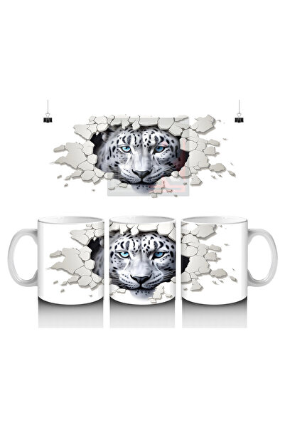 Luluyen Tiger Looking through the Cracked Wall – Printed Coffee Mug
