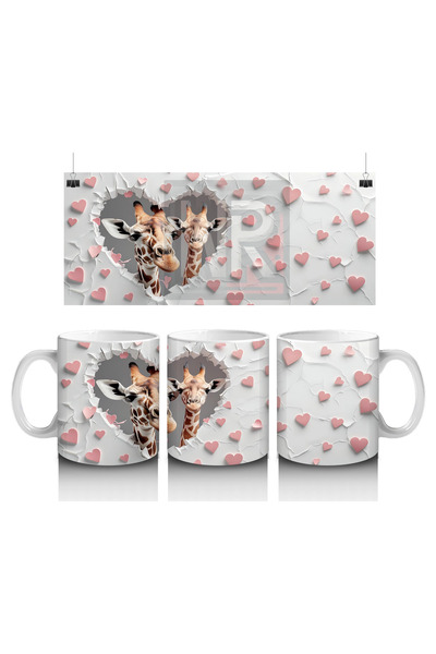 Luluyen Giraffe on Heart Background – Printed Coffee Mug
