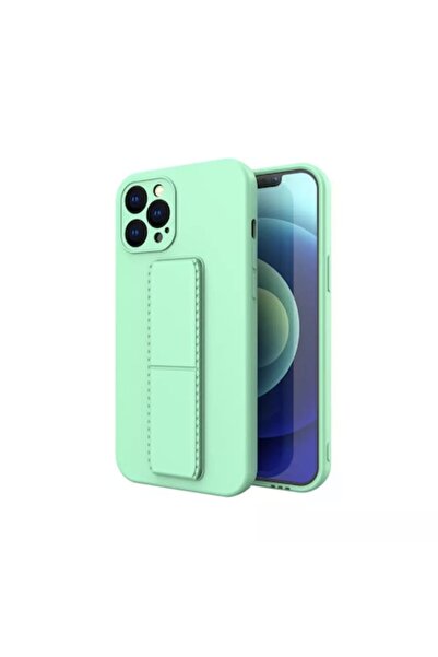 SOHO Protective case with metal stand for iPhone 13 Pro, silicone, Mint Green