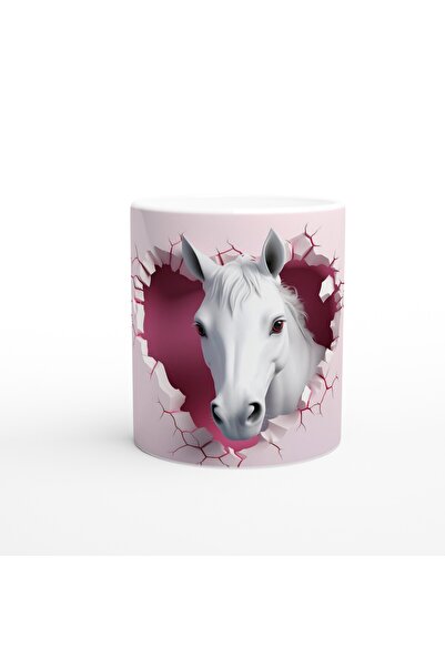 Luluyen كوب مطبوع عليه حصان أبيض يثقب الجدار