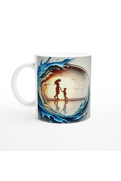 Generic Brand Mother and Child Walking between Waves on Sunset Mug