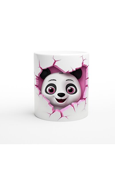 Luluyen كوب مطبوع عليه شكل باندا لطيف ينظر إلى الجدار المثقوب