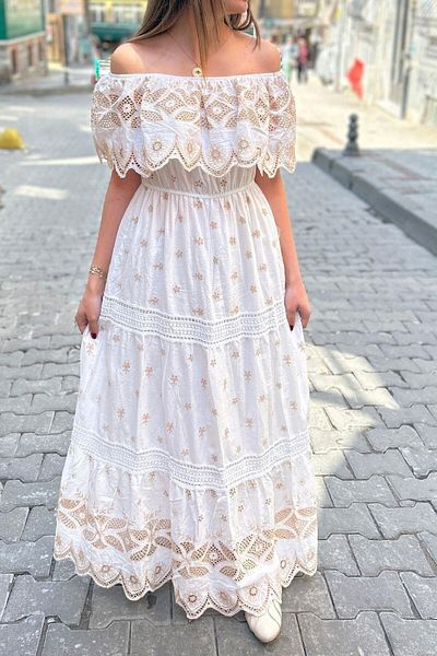Suzi Embroidered Madonna Collar Dress M38251