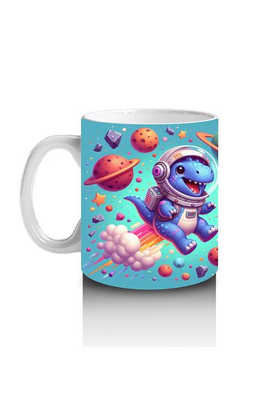 Luluyen Rocket Space Dinosaur Patterned Mug Cup That Makes Children Love Milk