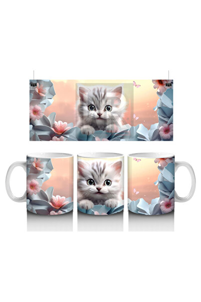 Luluyen قطة مغرية بين الزهور – كوب قهوة مطبوع