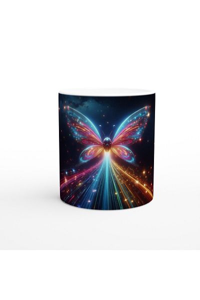 Luluyen Neon Lighted Space Butterfly Printed Mug