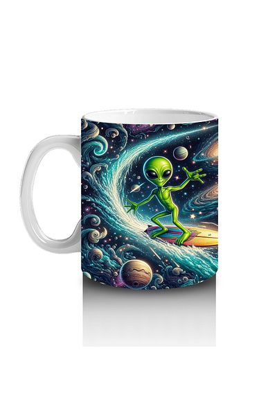 Luluyen Cute Alien Patterned Mug Cup That Makes Children Love Milk and Surfing in Space
