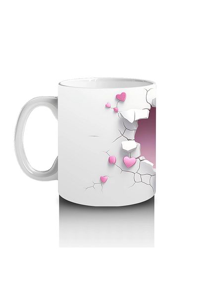 Luluyen Gray Cat Looking through Cherry Branches – Printed Mug