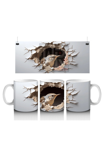 Luluyen كوب قهوة مطبوع عليه طائر الحمامة اللطيف مع تأثير الجدار المكسور