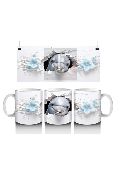 Luluyen دولفين بين الجدار المتشقق - كوب قهوة مطبوع