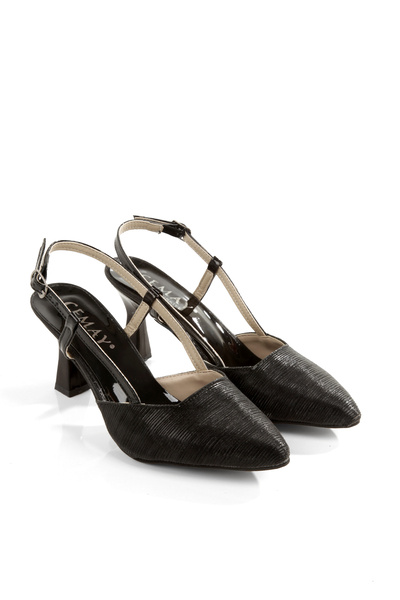 CEMAY Women's Shoes with Pointed Toe, Open Back, 8cm Thin Painted Heels