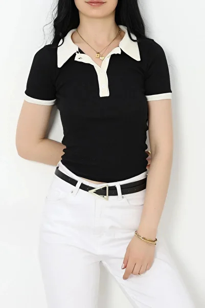 KapadokyaButik Polo Collar Short Sleeve Bluz