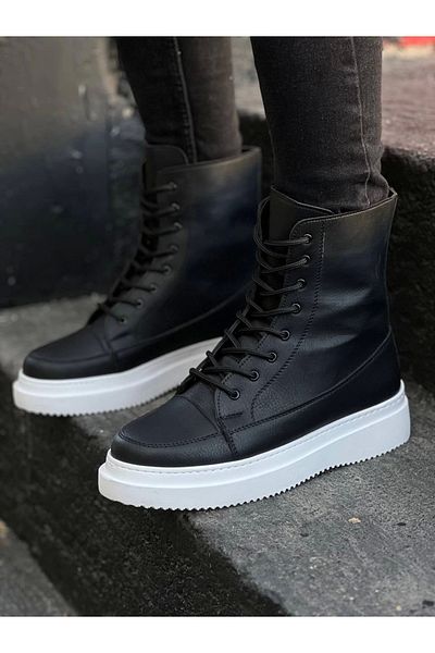 STILVANA Kb-0991 Kuback Black Skin High Sole Lace up Boots